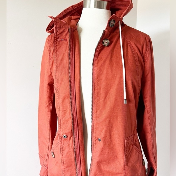 NEW J. Jill Rust Perfect Anorak Long Hooded Jacket S Twill Lightweight Cotton - Picture 4 of 8